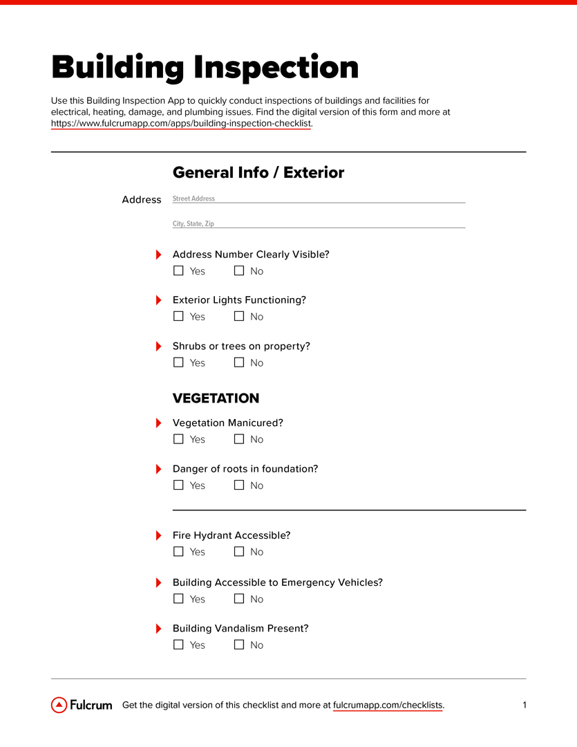 Building Inspection Checklist - Checklist Within Building Security Checklist Template Intended For Building Security Checklist Template