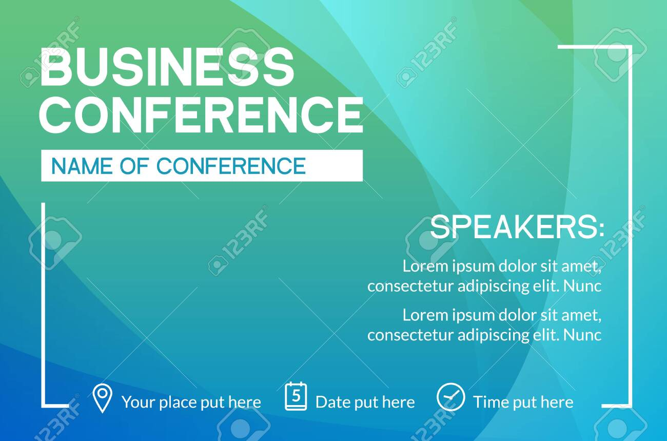 Business conference simple template invitation. Geometric magazine. Throughout Meeting Announcement Flyer Template