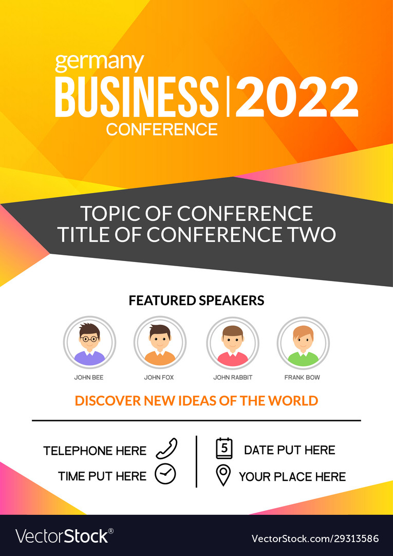 Business conference simple template invitation Vector Image For Meeting Announcement Flyer Template Inside Meeting Announcement Flyer Template