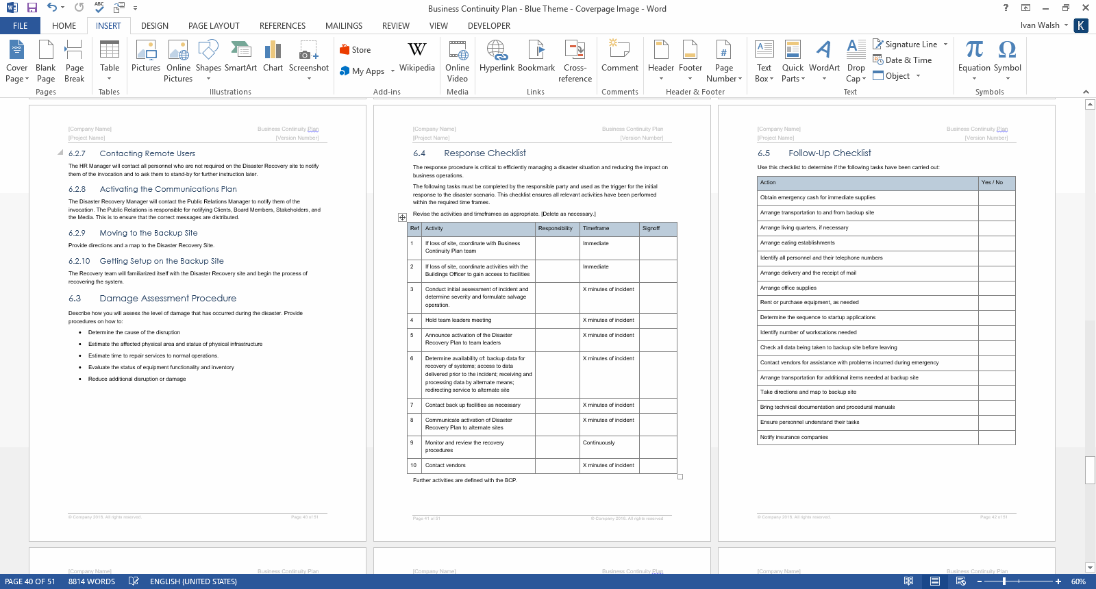 Business Continuity Templates (MS Office) Pertaining To Business Continuity Plan Checklist Template