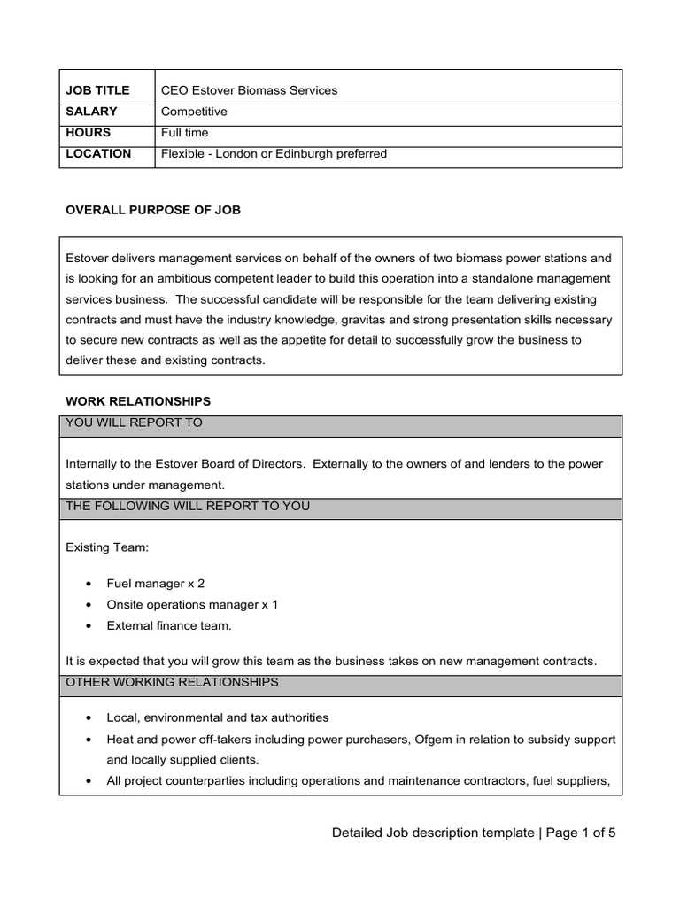 CEO Job Description  Insurance  Power Station In Ceo Job Description Template Inside Ceo Job Description Template