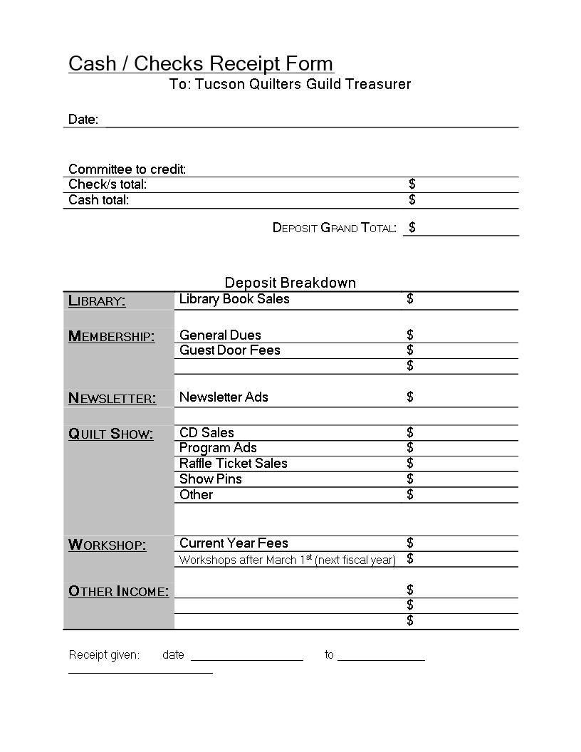 Check Receipt Form  Templates At Allbusinesstemplates