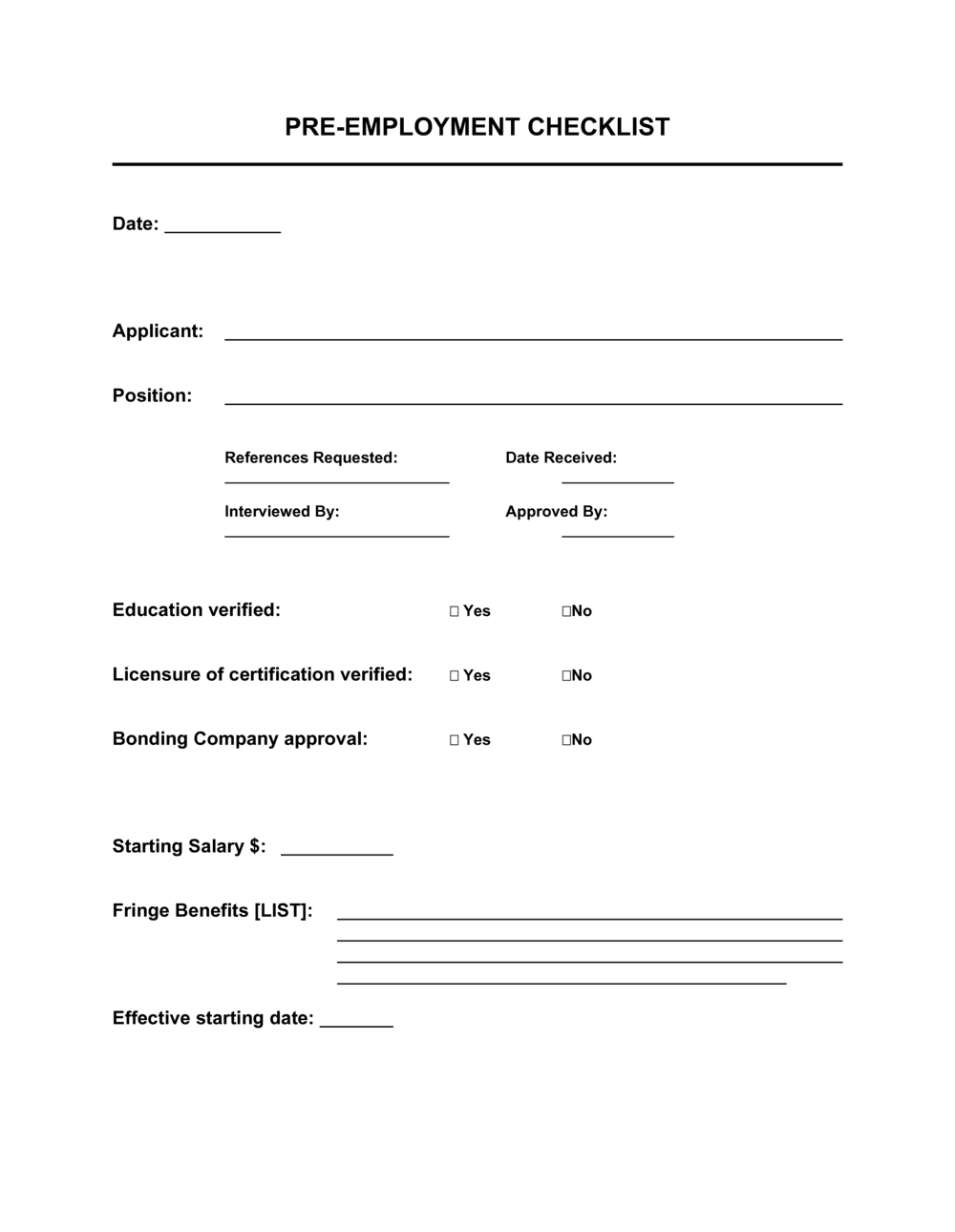 Checklist Pre-Employment Template  by Business-in-a-Box™ Regarding Pre Employment Checklist Template With Regard To Pre Employment Checklist Template