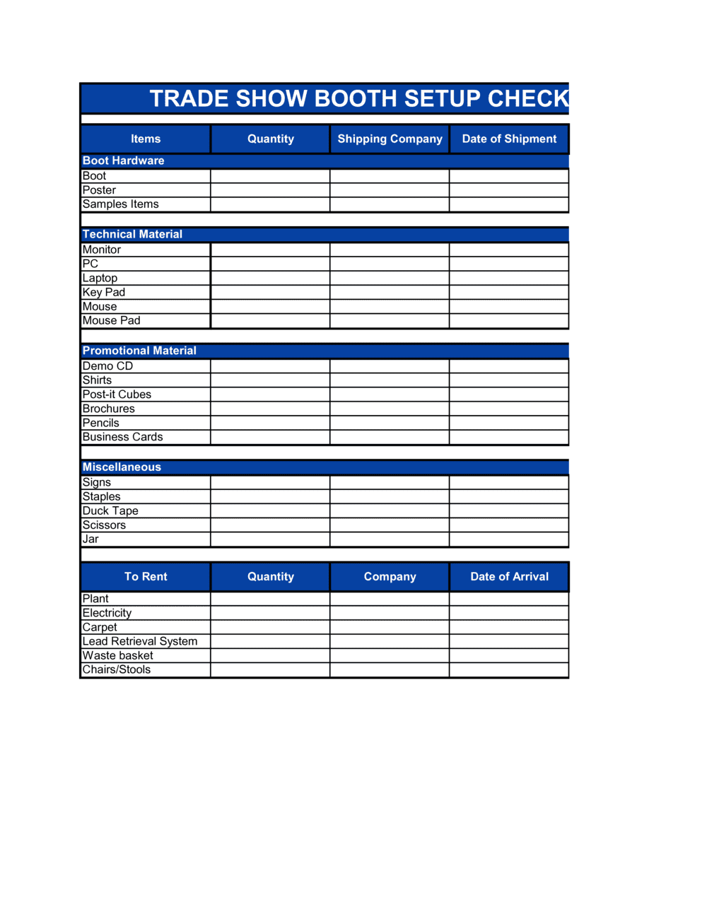 Checklist Trade Show Booth Setup Template  by Business-in-a-Box™ For Trade Show Checklist Template In Trade Show Checklist Template