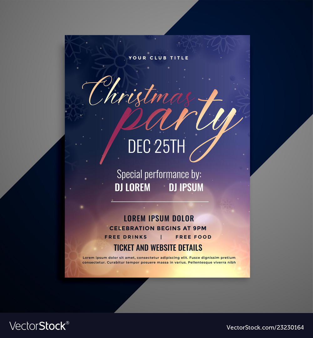 Christmas Party Invitation Flyer Template Design Vector Image With Party Invitation Flyer Template