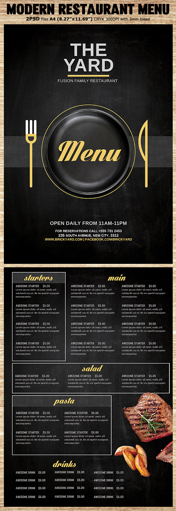 Christos Andronicou - Modern Restaurant Food Menu Flyer Template Within Modern Restaurant Food Menu Flyer Template With Modern Restaurant Food Menu Flyer Template