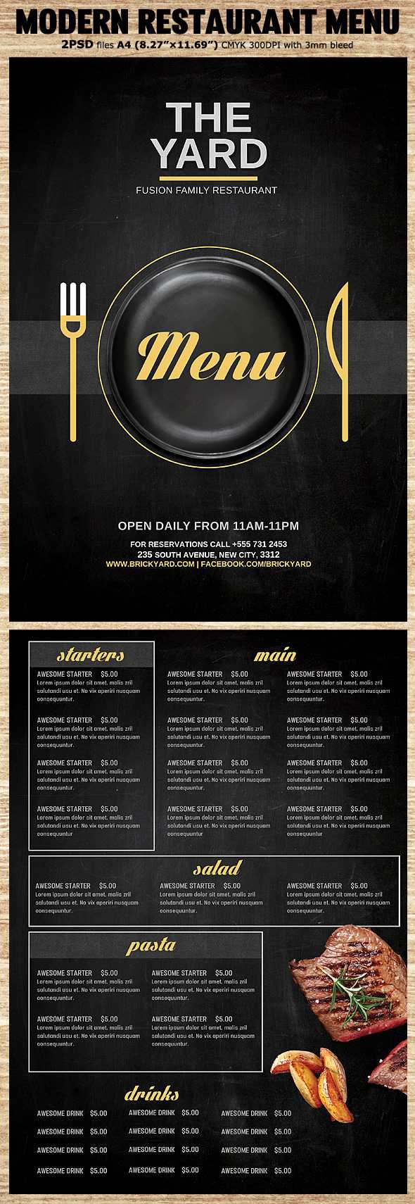 Christos Andronicou - Modern Restaurant Food Menu Flyer Template Within Modern Restaurant Food Menu Flyer Template With Modern Restaurant Food Menu Flyer Template