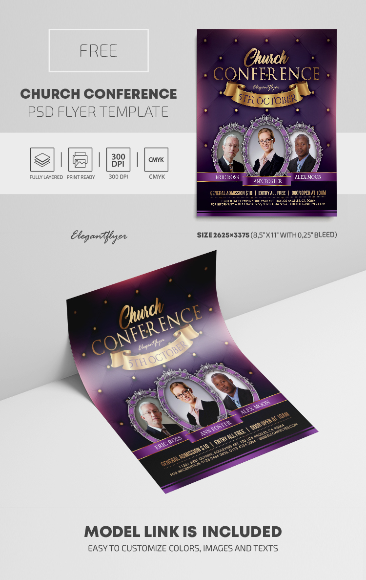 Church Conference – Free PSD Flyer Template  By ElegantFlyer In Church Conference Flyer Template
