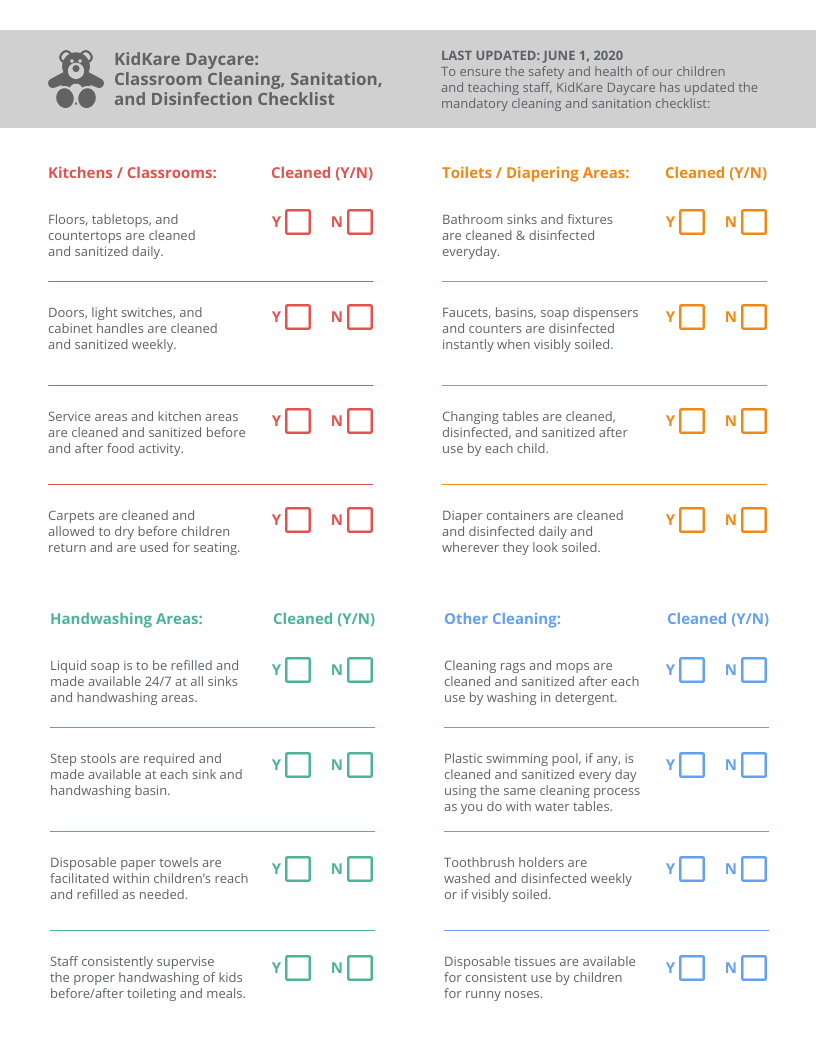 Classroom Health and Safety Checklist Template With Regard To Classroom Cleaning Checklist Template Intended For Classroom Cleaning Checklist Template