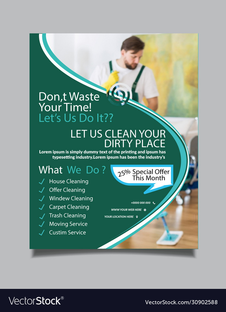 Cleaning services flyer template design Royalty Free Vector For Maid Service Flyer Template For Maid Service Flyer Template