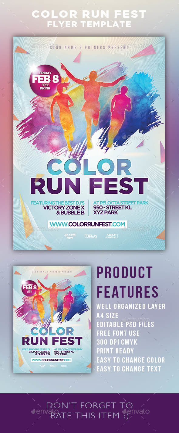 color run flyer template – Fomme Throughout 5K Run Flyer Template With 5K Run Flyer Template