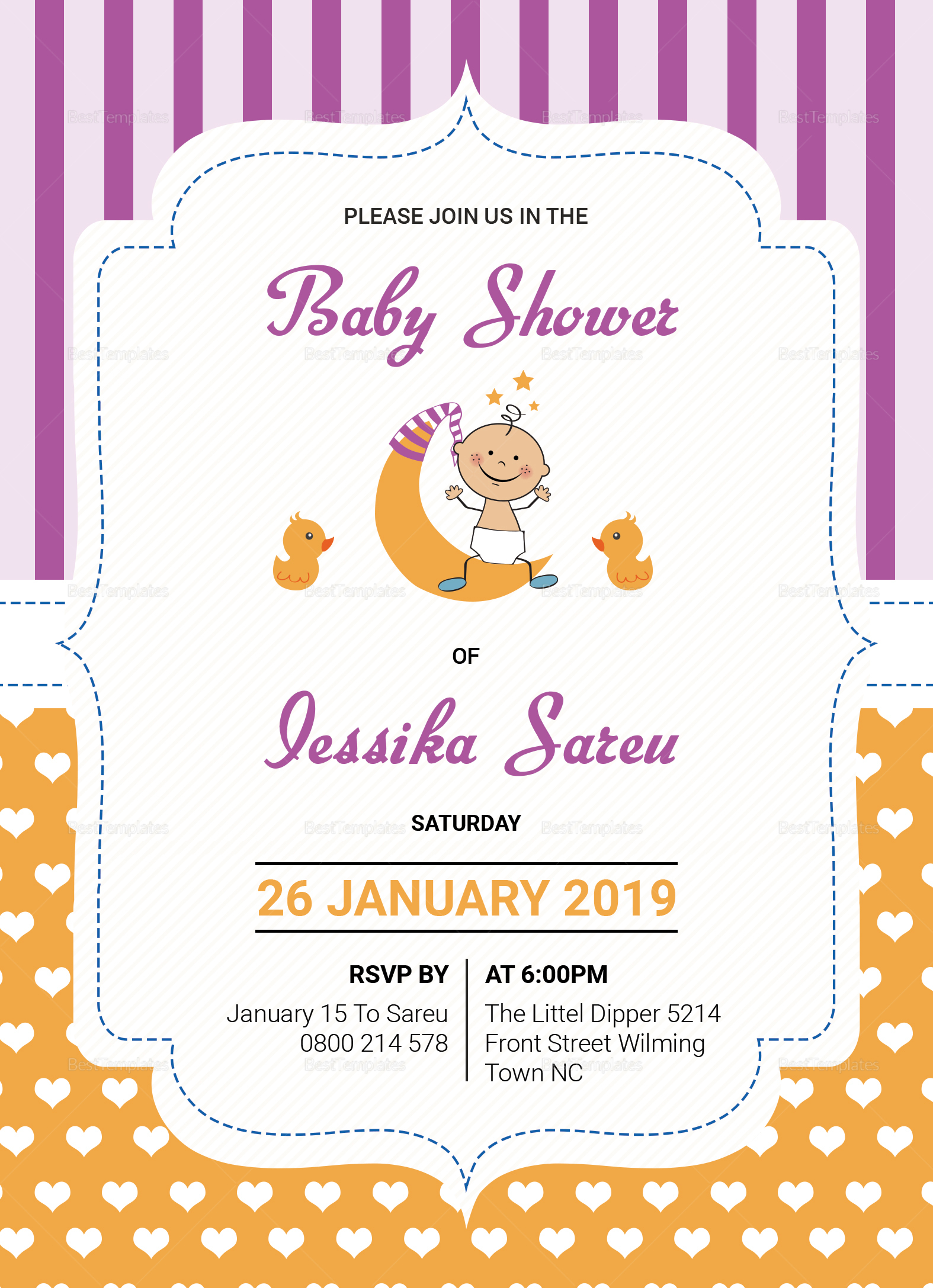 Colorful Baby Shower Invitation Card Template With Baby Shower Invitation Flyer Template Throughout Baby Shower Invitation Flyer Template