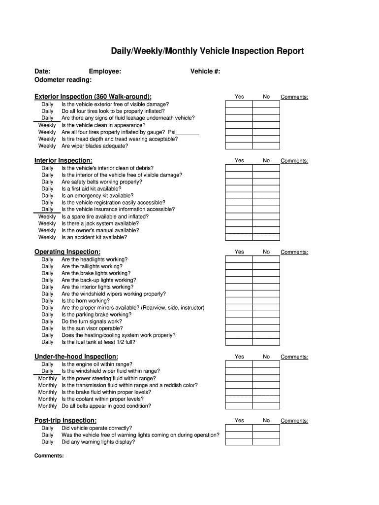 Company Vehicle Inspection Checklist Pdf - Fill Online, Printable,  Fillable, Blank  pdfFiller Regarding Daily Vehicle Maintenance Checklist Template For Daily Vehicle Maintenance Checklist Template