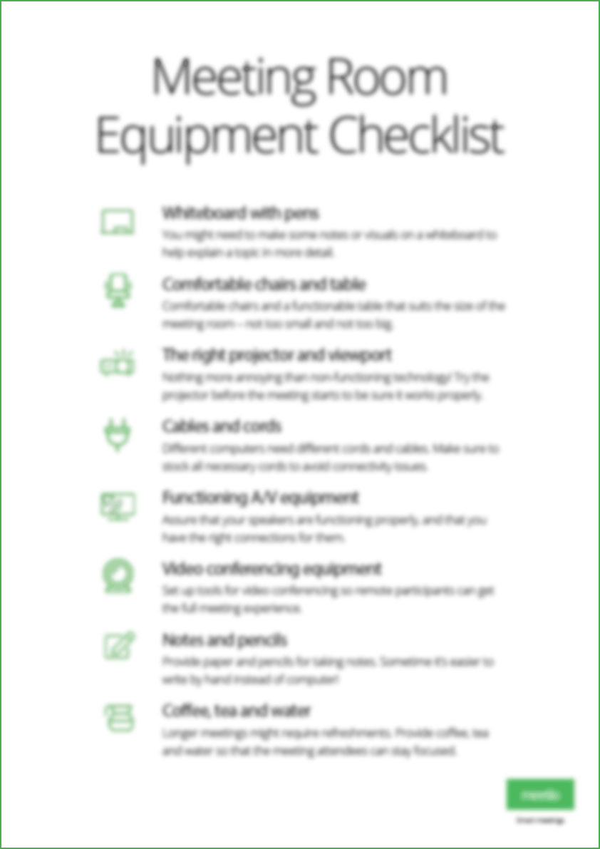 Conference Room Equipment Checklist Intended For Meeting Room Checklist Template Throughout Meeting Room Checklist Template