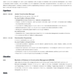 Construction Manager Resume Sample [+Objective & Skills] With Regard To Construction Project Manager Job Description Template