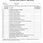 Contract Closeout Checklist Far Pertaining To Contract Closeout Checklist Template