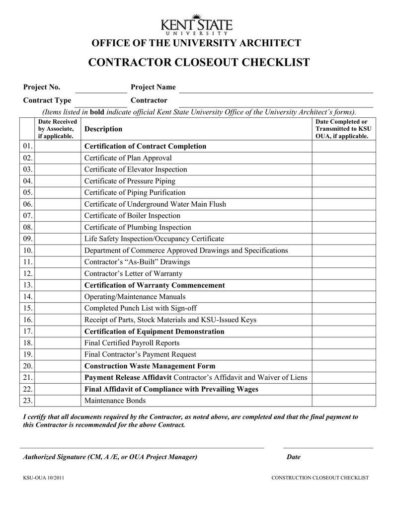 Contract Closeout Checklist Far Pertaining To Contract Closeout Checklist Template Inside Contract Closeout Checklist Template