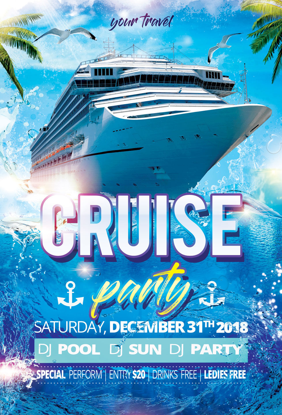 Cruise And Yacht Party Flyer By artolus  TheHungryJPEG Throughout Boat Cruise Flyer Template