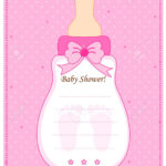 Cute Feeding Bottle Shaped Baby Shower Invitation Card Template.