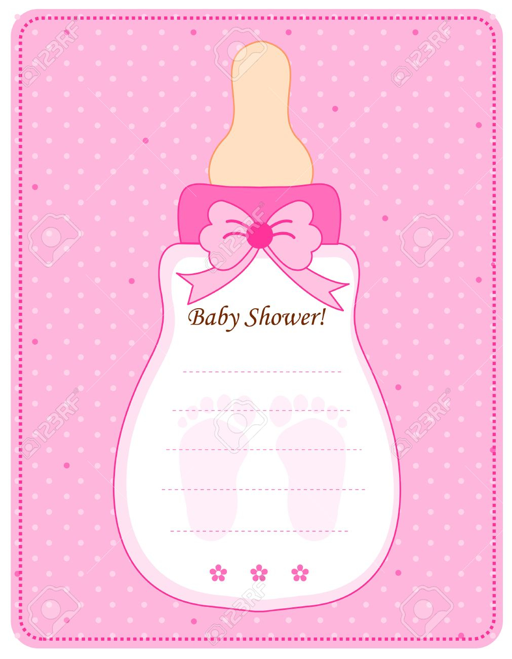 Cute feeding bottle shaped baby shower invitation card template. For Baby Shower Invitation Flyer Template
