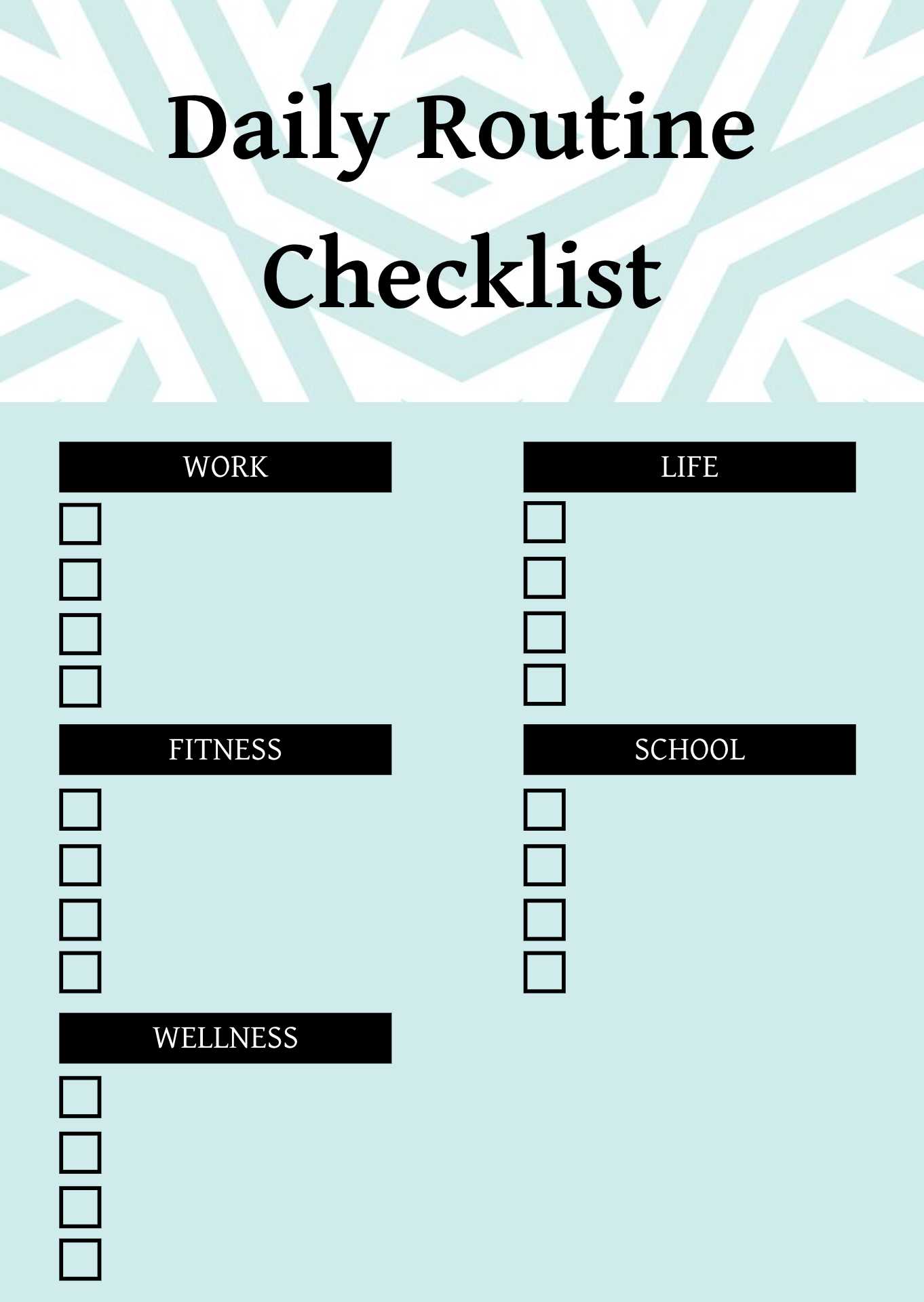 Daily Routine Checklist Template