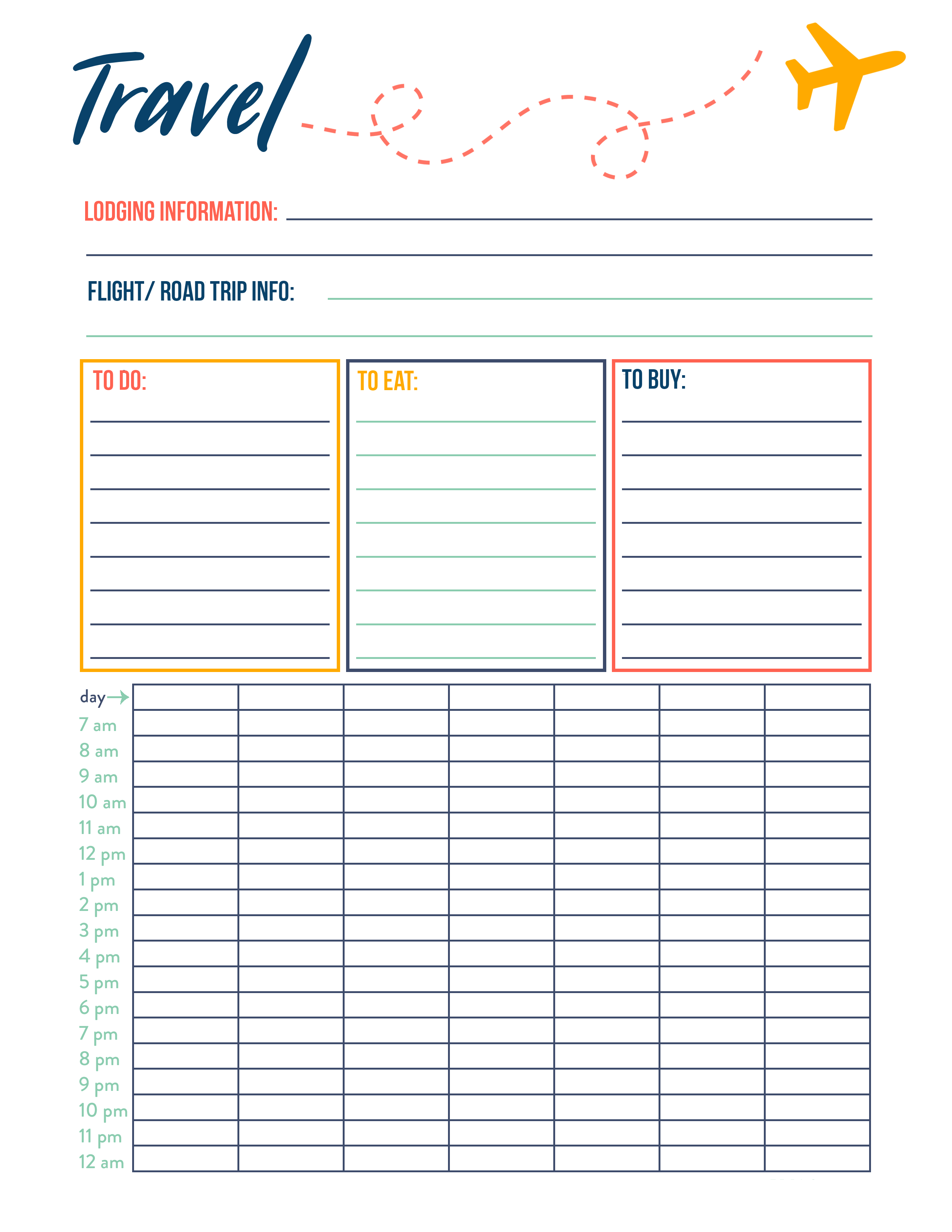 Daily Trip Planner Template Inside Road Trip Travel Itinerary Template