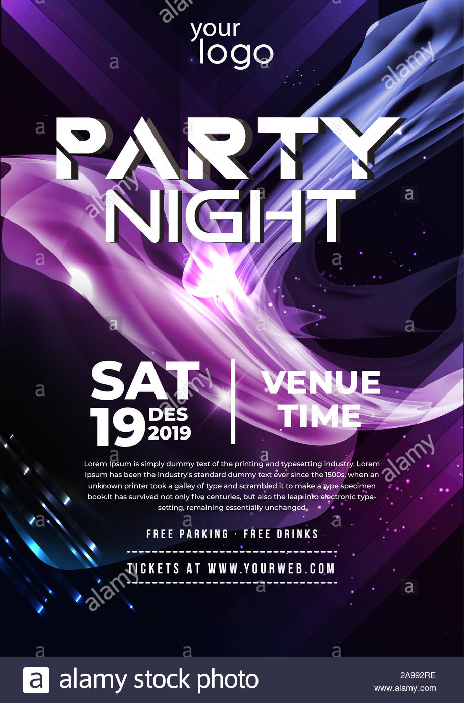 Dance Club Night Party Flyer Brochure Layout Template Intended For Service Industry Night Flyer Template