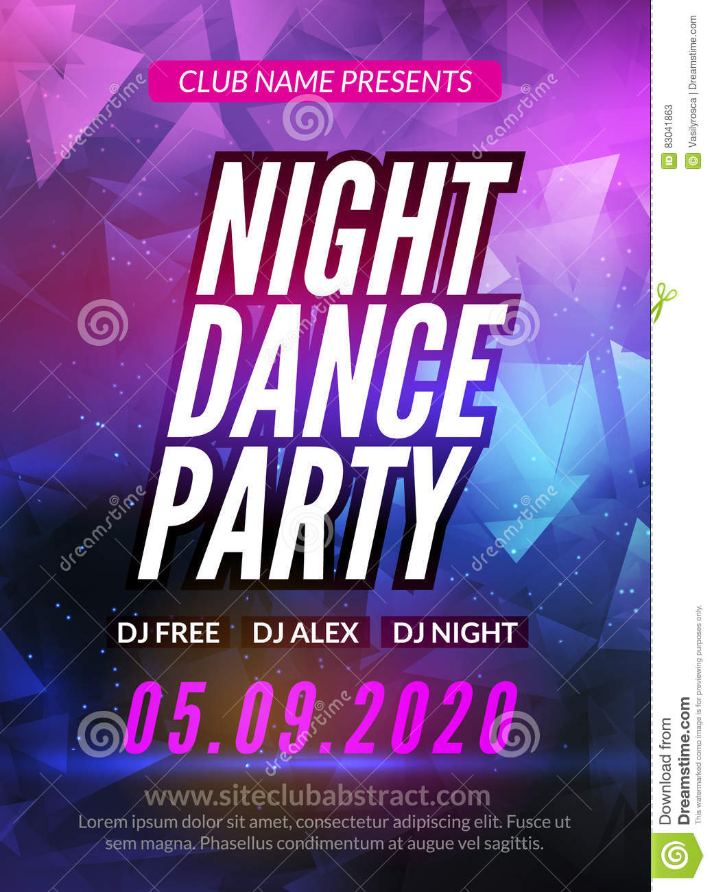 Dance Party Poster Template. Night Dance Party Flyer With Regard To Club Promo Flyer Template
