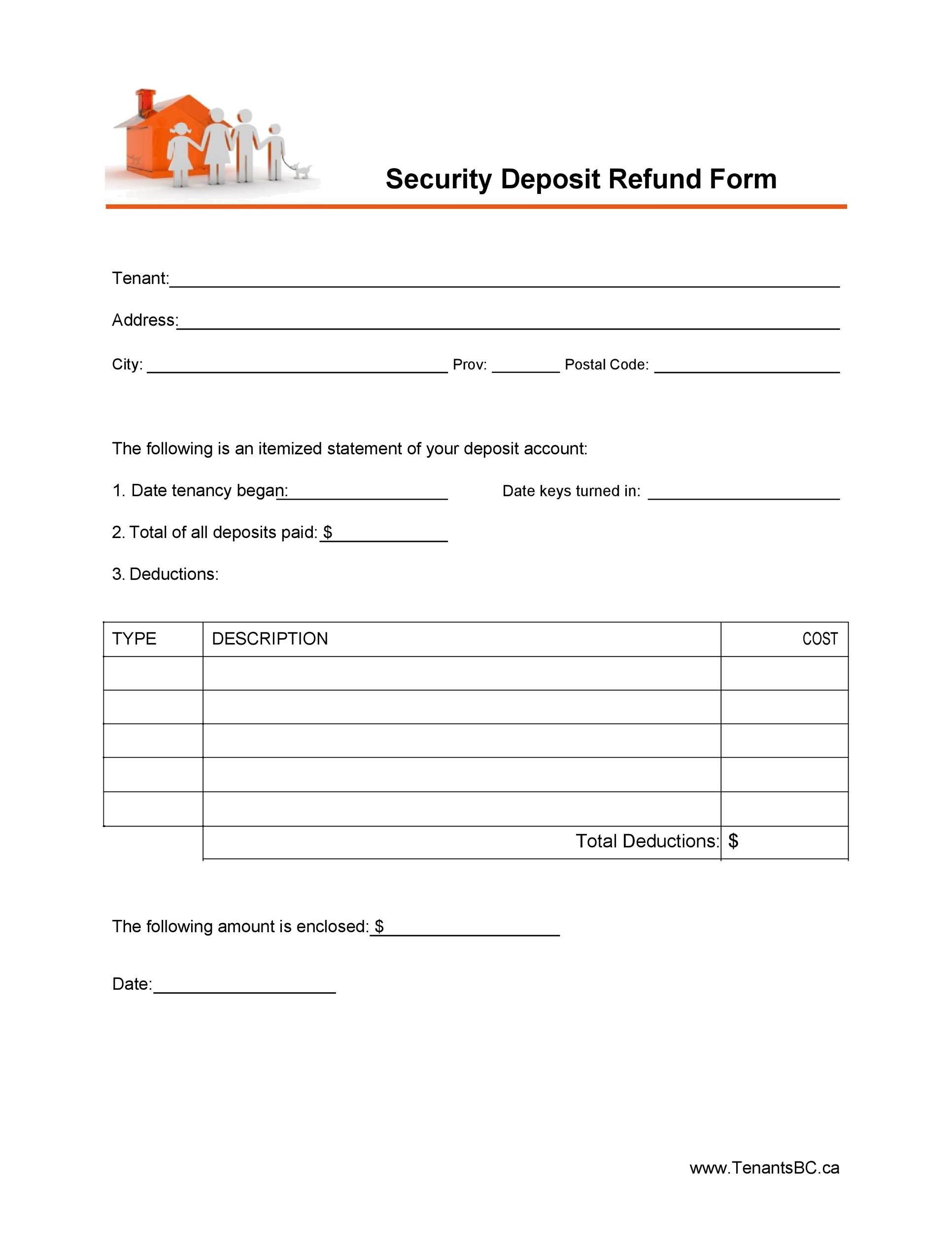 Deposit return request letter Throughout Request For Return Of Security Deposit Form