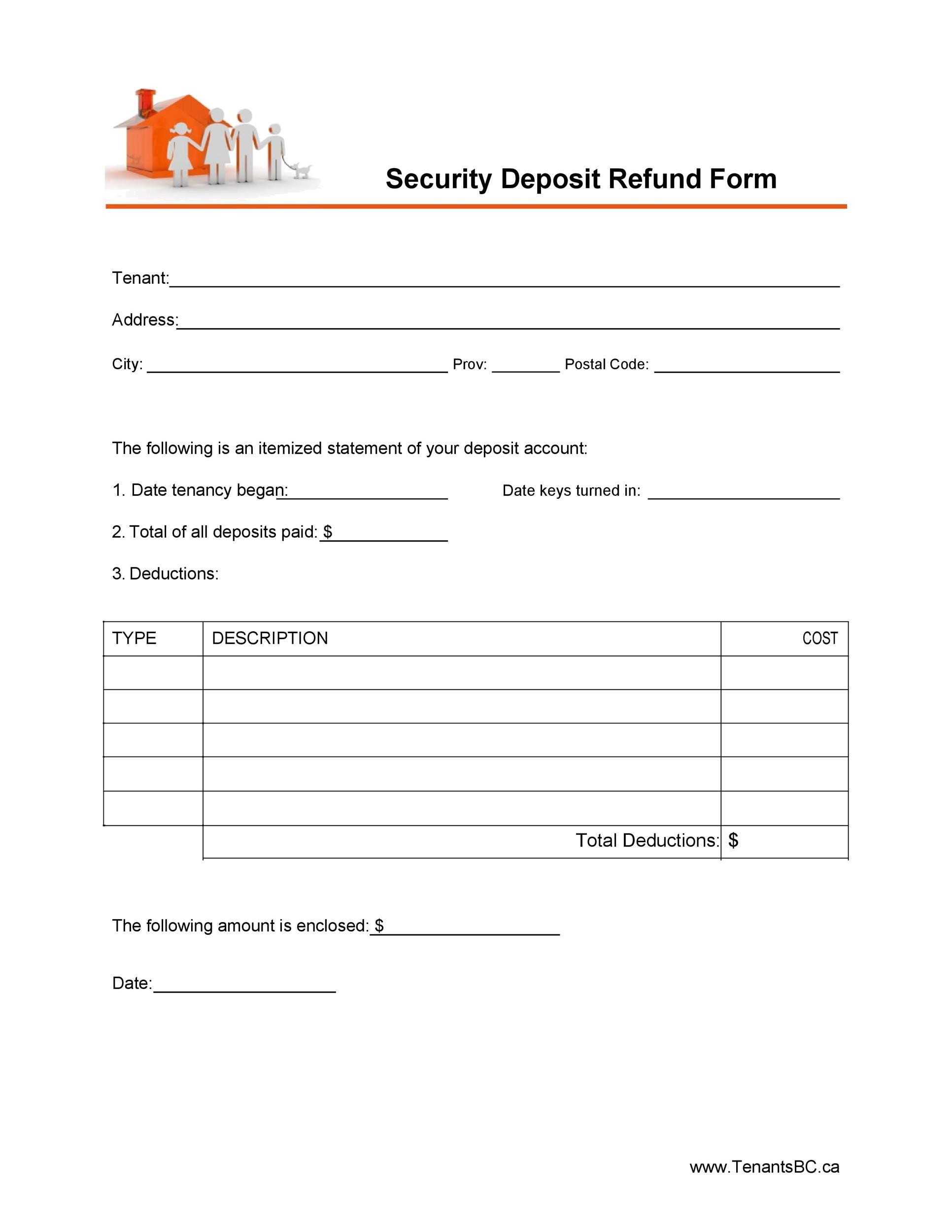 Deposit return request letter Pertaining To Return Of Security Deposit Form Letter