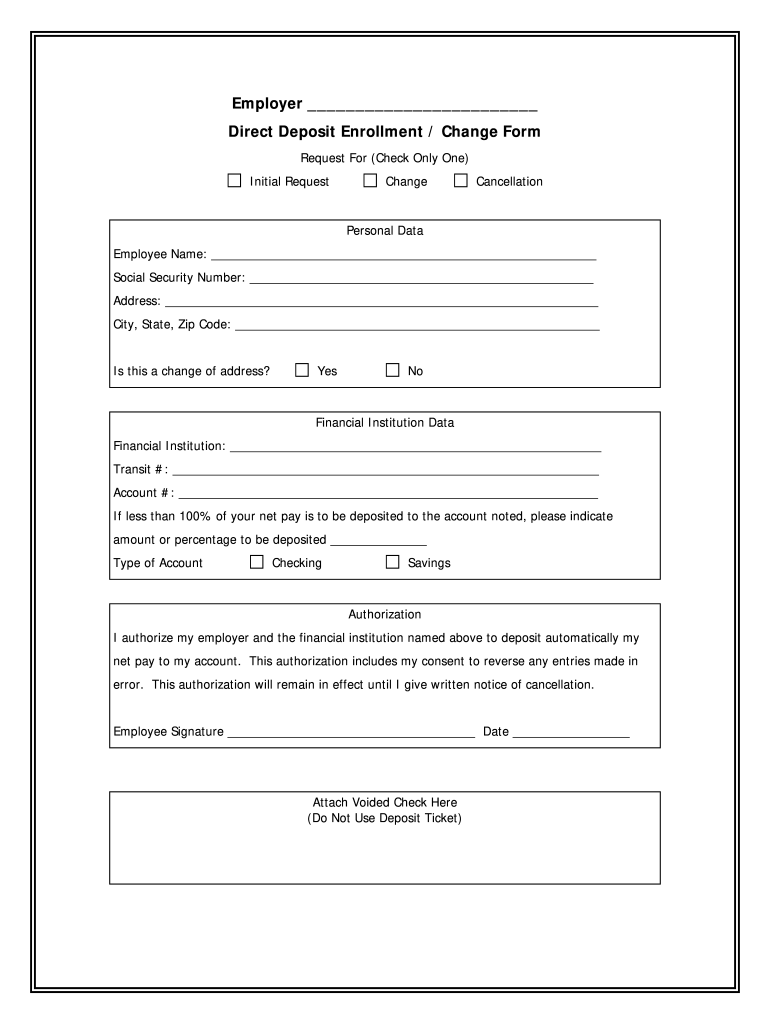 Direct Deposit Form - Fill Online, Printable, Fillable, Blank  pdfFiller With Regard To Direct Deposit Enrollment Form Template For Direct Deposit Enrollment Form Template