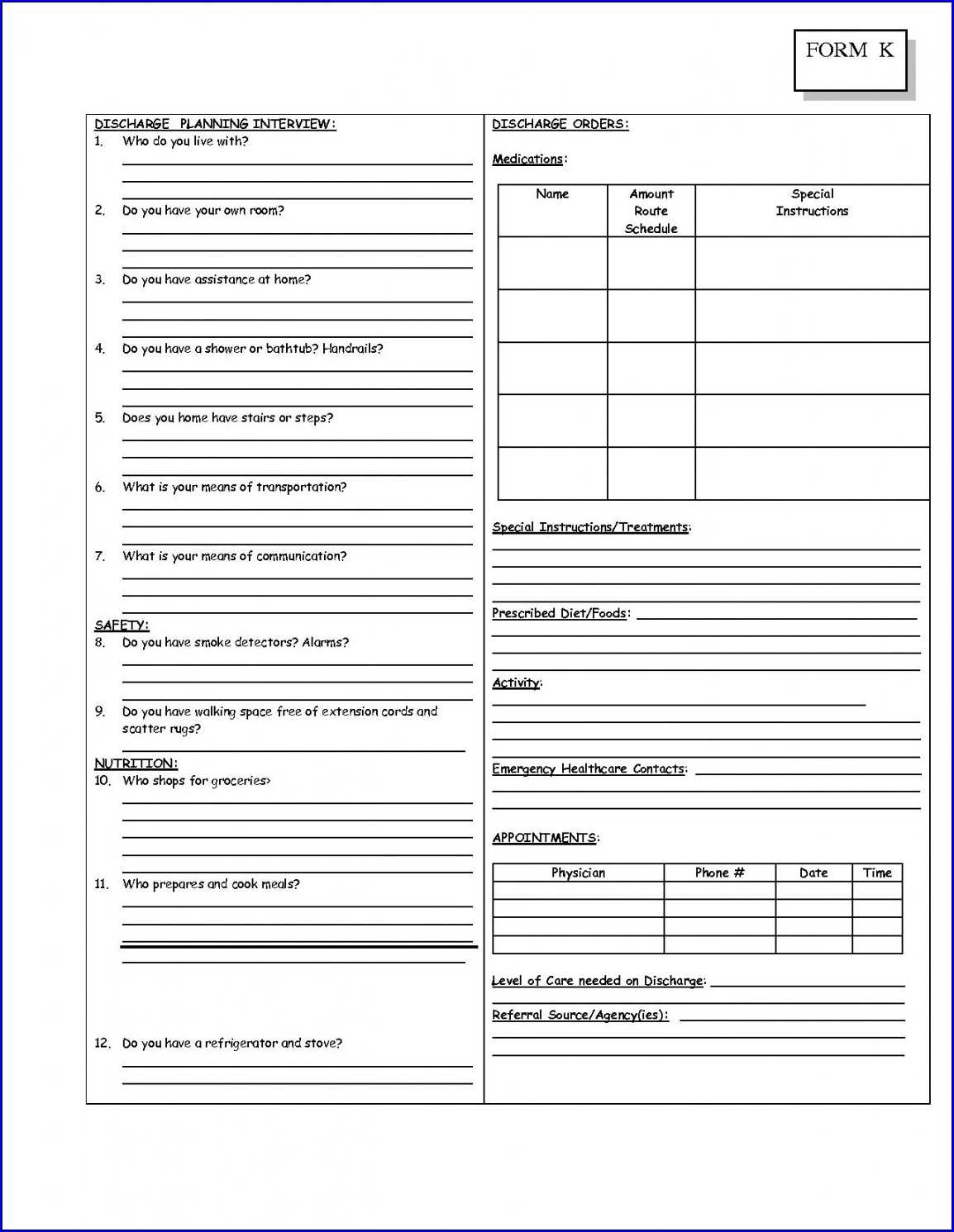 ✓ Discharge Planning Checklist Template Pertaining To Hospital Discharge Checklist Template Throughout Hospital Discharge Checklist Template