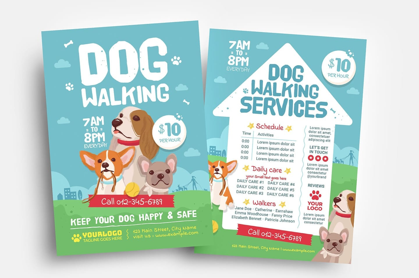 Dog Walking Flyer Template - PSD, Ai, Vector - BrandPacks In Pet Care Flyer Template Inside Pet Care Flyer Template