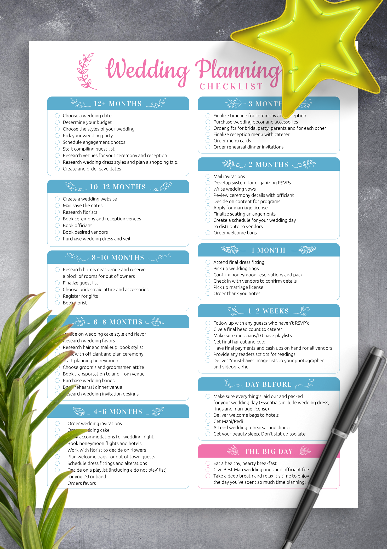 Download Printable Wedding Planning Checklist PDF Pertaining To Wedding Day Checklist Template Within Wedding Day Checklist Template