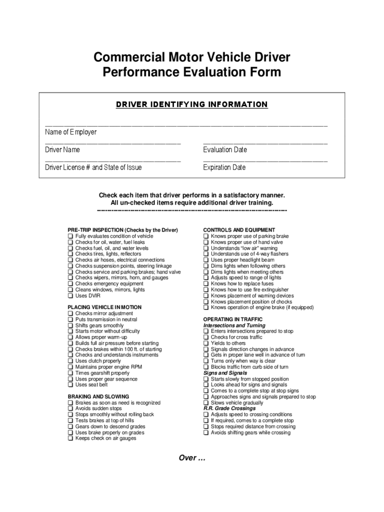 Driver Evaluation Form - 10 Free Templates in PDF, Word, Excel Download With Regard To Driver Checklist Template In Driver Checklist Template