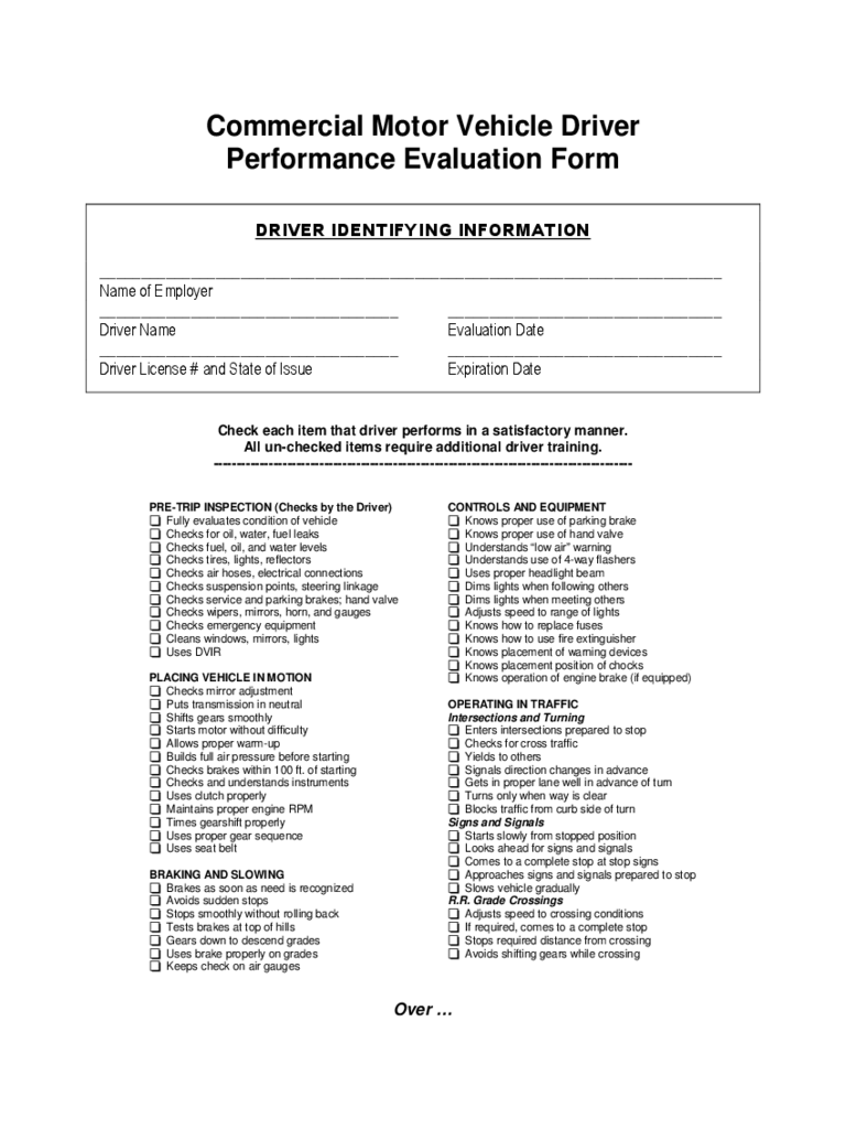 Driver Evaluation Form – 10 Free Templates In PDF, Word, Excel Download With Regard To Driver Checklist Template