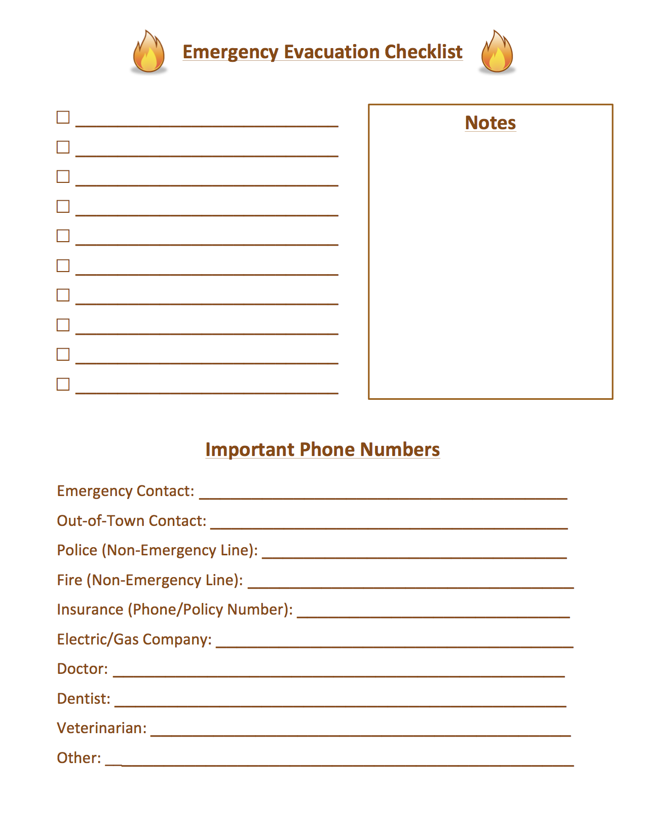 Emergency Evacuation Checklist  HMH Designs With Regard To Emergency Checklist Template