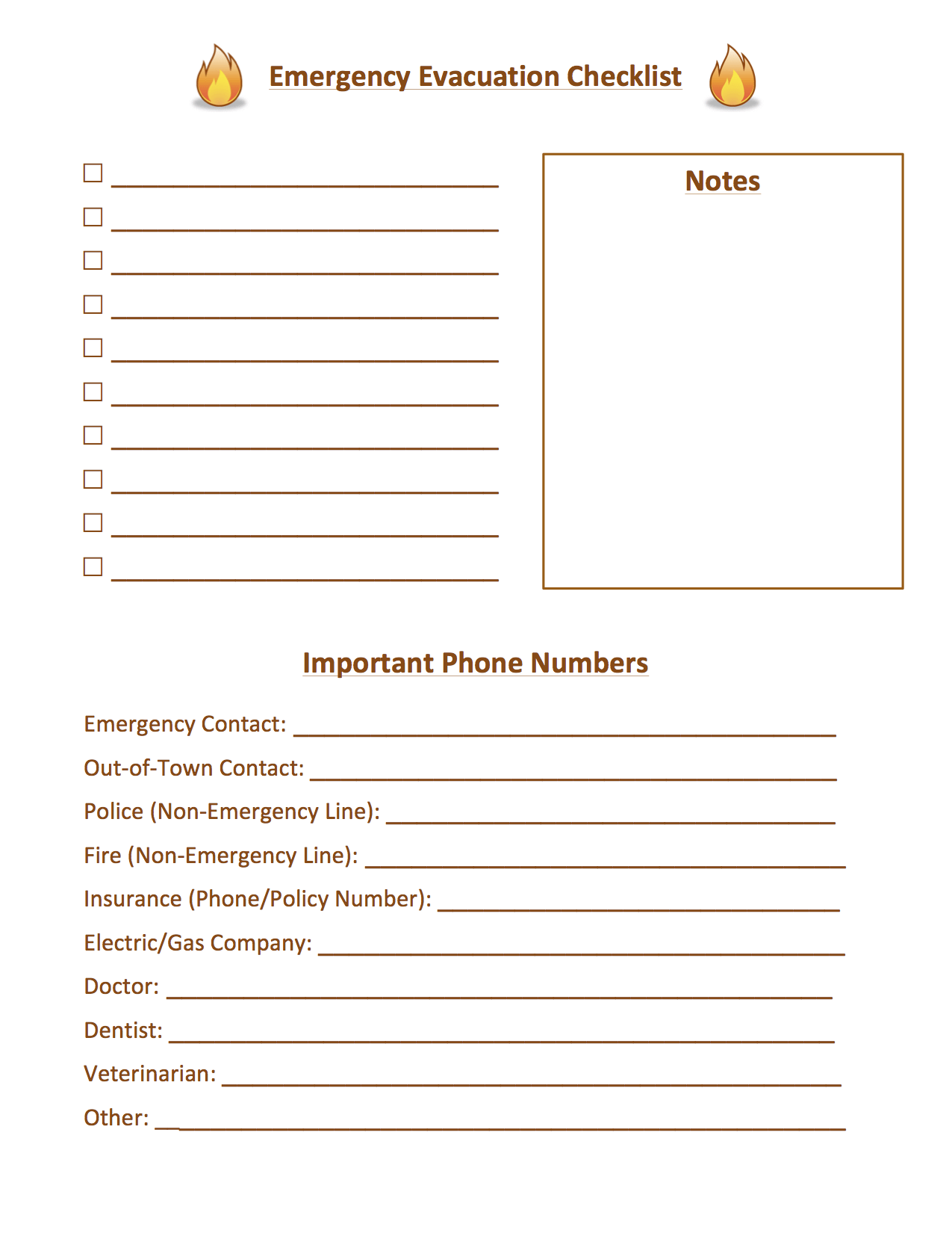 Emergency Evacuation Checklist  HMH Designs With Regard To Emergency Checklist Template