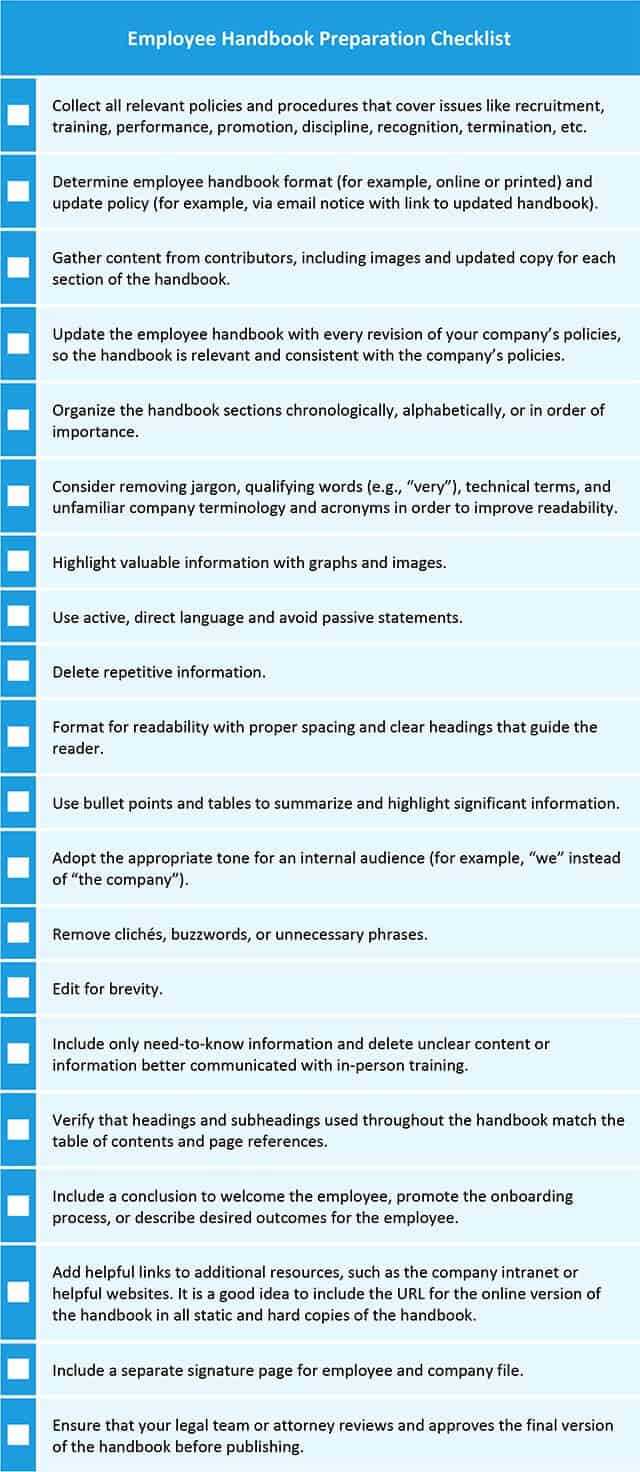 Employee and Company Handbook Templates  Smartsheet With Regard To Employee Handbook Checklist Template In Employee Handbook Checklist Template