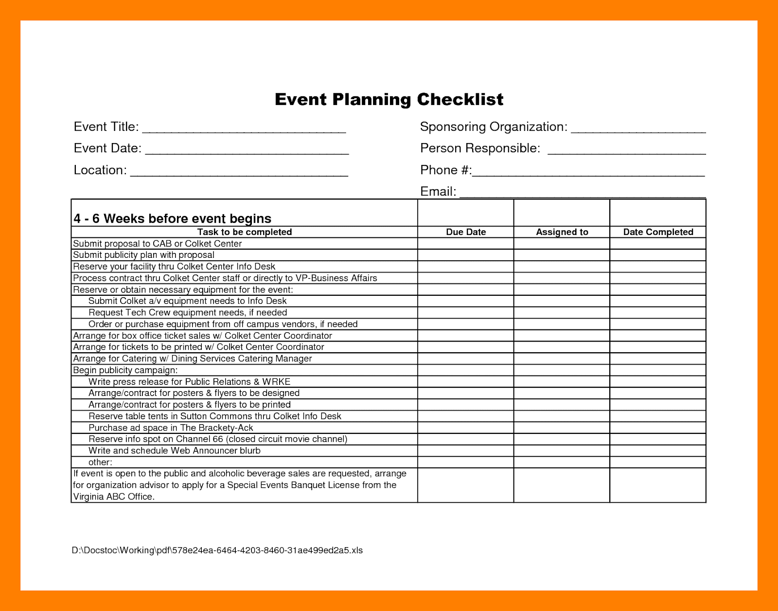 Event Planner Template Word 10 Event Checklist Template 10  Regarding Festival Planning Checklist Template Within Festival Planning Checklist Template