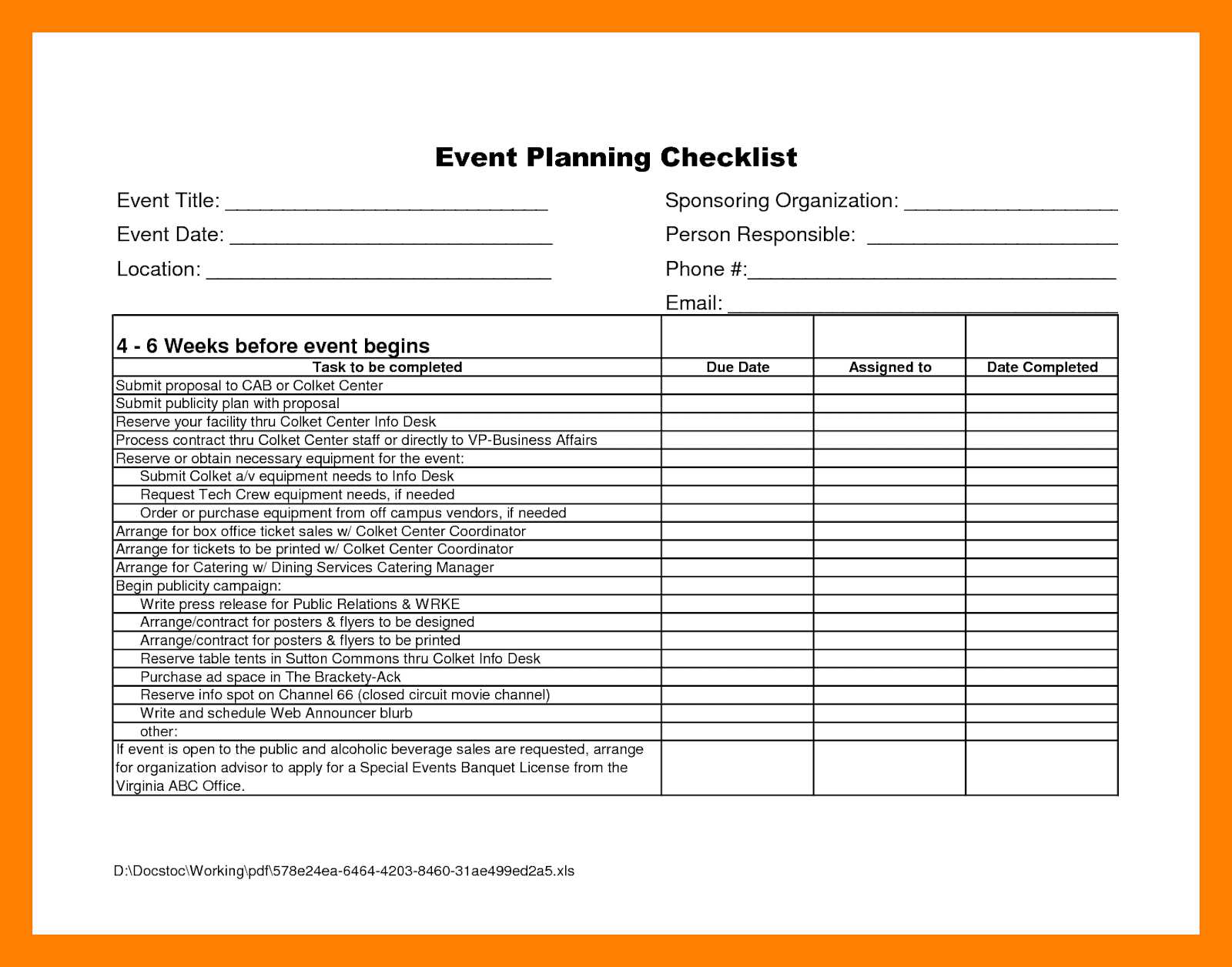 Event Planner Template Word 10 Event Checklist Template 10  Within Event Management Checklist Template Pertaining To Event Management Checklist Template