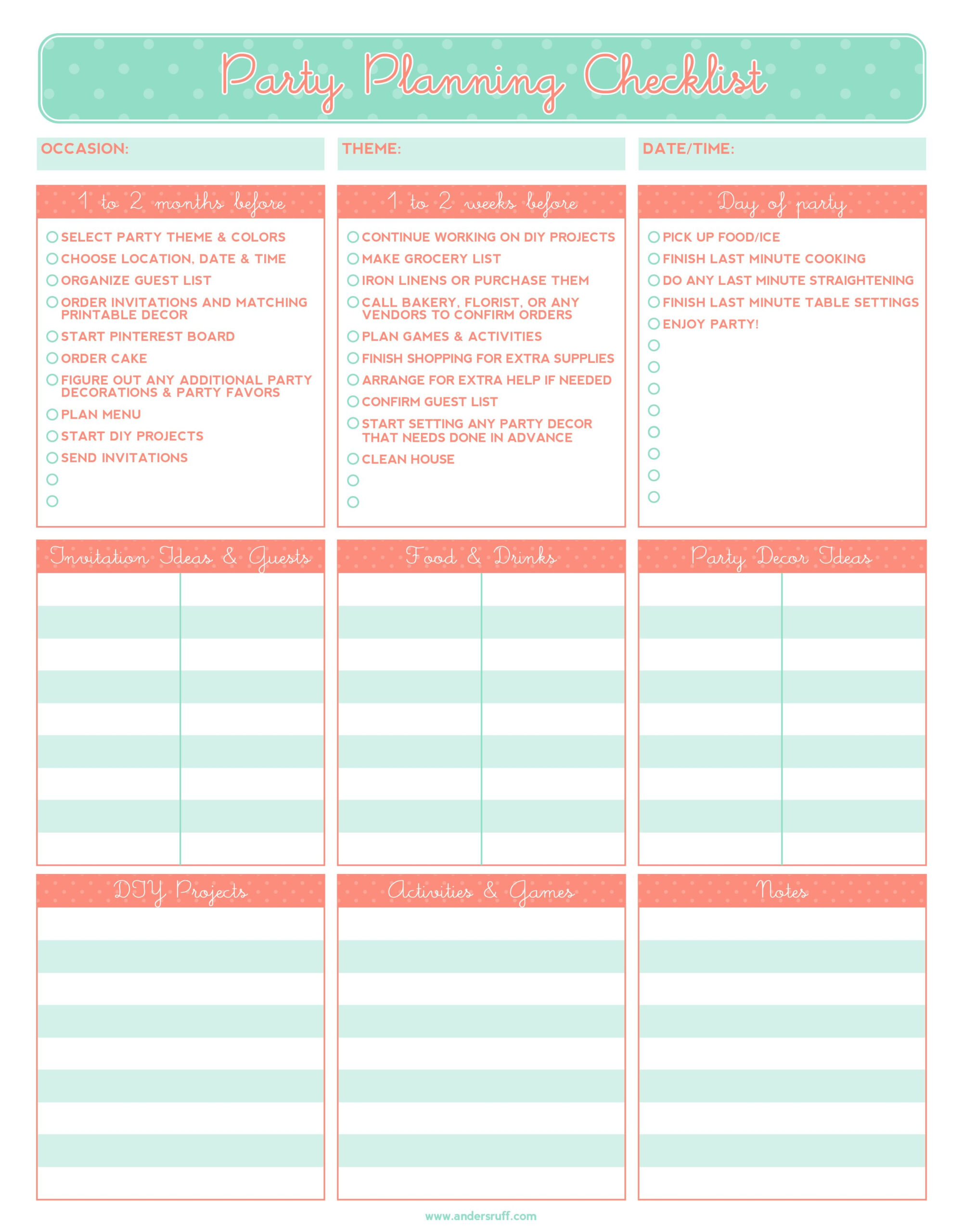 event planning to do list template - Sablon Within Party Planner Checklist Template Intended For Party Planner Checklist Template