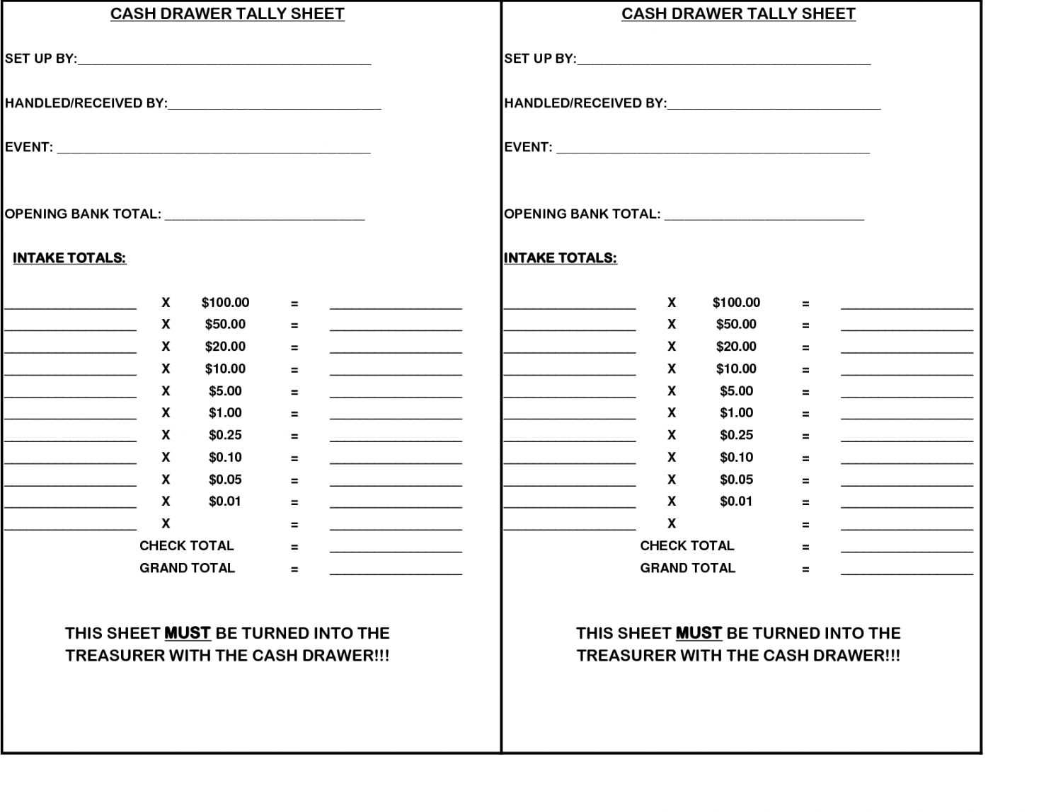 Examples Of Cash Till Slips – Cheques And Cheque Counterfoils  With Regard To Cash Deposit Breakdown Template