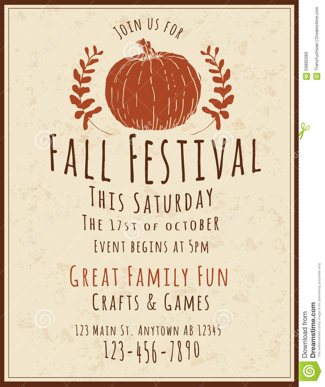 Fall Festival Flyer Template Stock Vector - Illustration of  With Fall Event Flyer Template With Fall Event Flyer Template