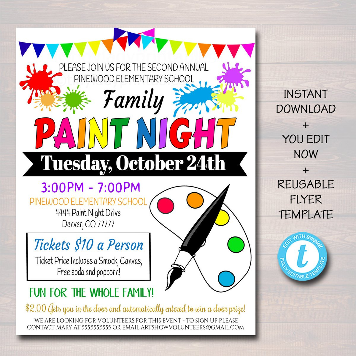 Family Art Night Flyer - Creative Fundraiser Event Printable Template Within Paint Night Flyer Template With Regard To Paint Night Flyer Template