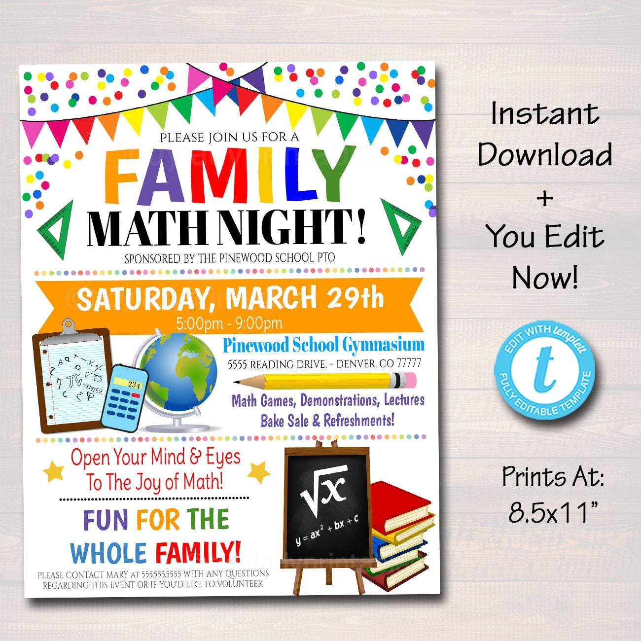 Family Math Night Flyer - Editable Template Regarding Math Night Flyer Template Inside Math Night Flyer Template