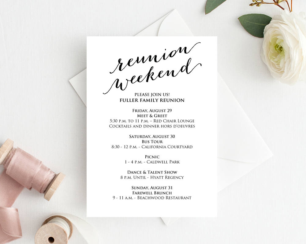 Family Reunion Invitations, Reunion Invite, Family Reunion Save the Dates,  Weekend Itinerary, Weekend Itinerary Template,Invitation Template Regarding Family Reunion Itinerary Template Regarding Family Reunion Itinerary Template