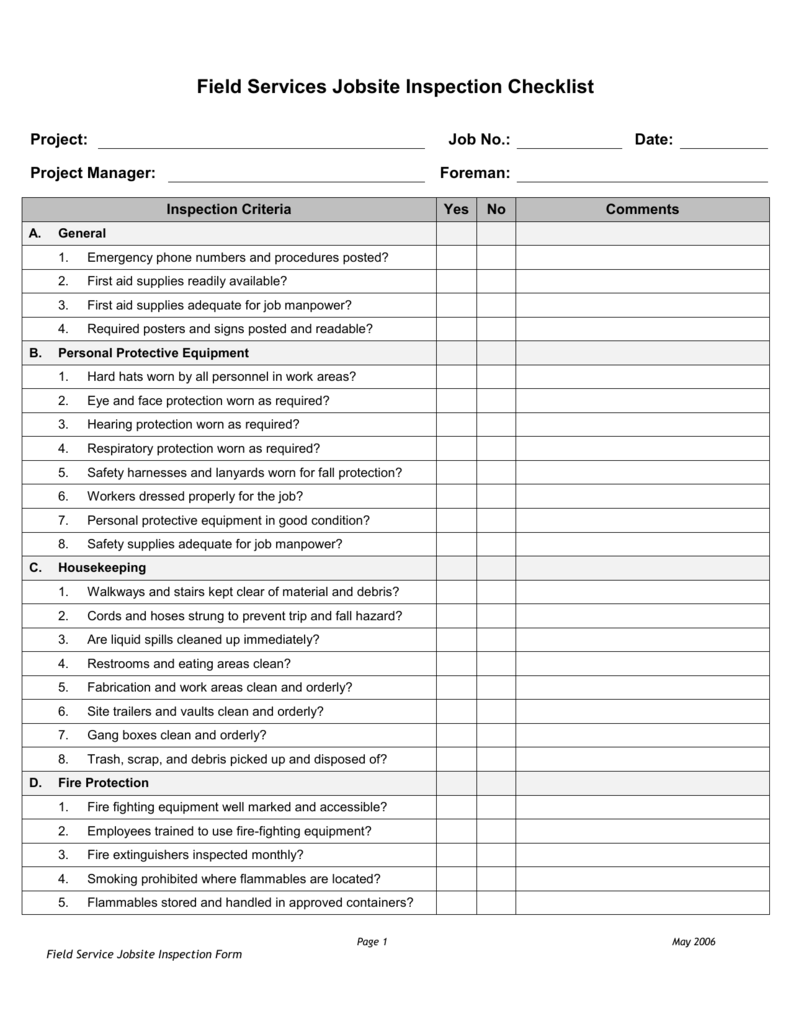 Field Services Inspection Checklist With Scaffold Inspection Checklist Free Template Pertaining To Scaffold Inspection Checklist Free Template