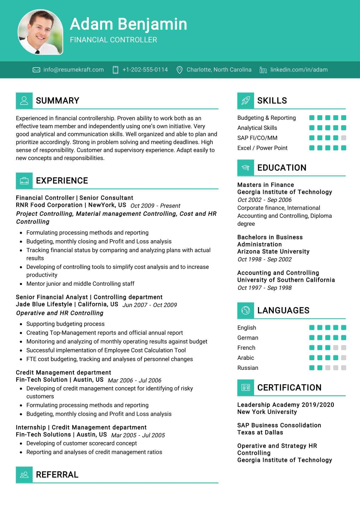 Financial Controller Resume Sample 10  Writing Tips - ResumeKraft Inside Financial Controller Job Description Template Throughout Financial Controller Job Description Template
