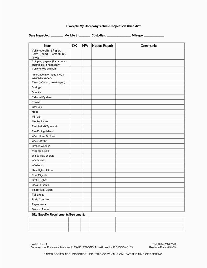 Fire Department Inspection forms Brilliant Vehicle Service  Within Mechanical Inspection Checklist Template Regarding Mechanical Inspection Checklist Template